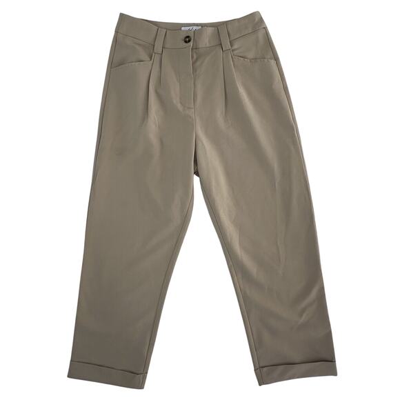 Petal and Pup Beige Lexie High Waist Trousers Pants Size 8 Pleated Cuffed - Picture 2 of 9